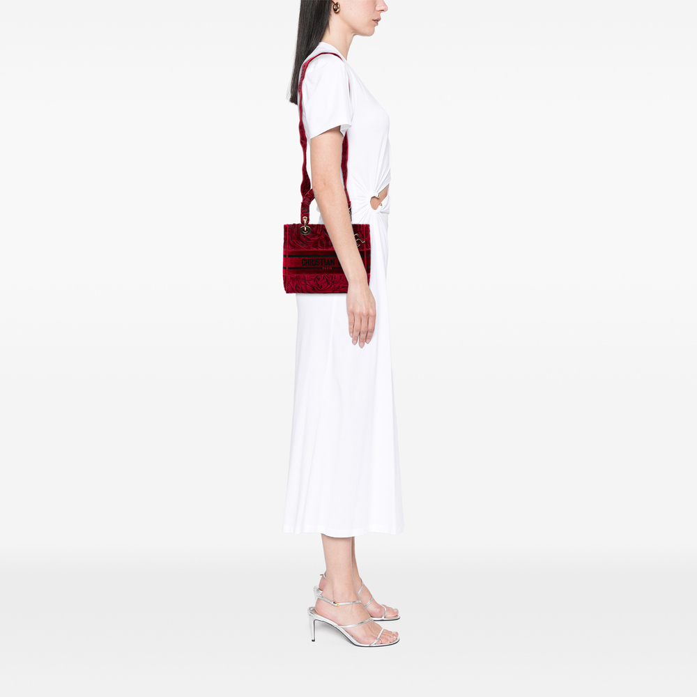 Pre-Loved Dior Medium Embroidered Velvet Roses Lady D Lite - Picture 12 of 12